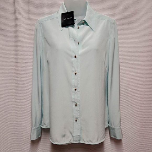 NWT 100% Silk St. John Button Up Blouse Size 4 - Picture 1 of 4